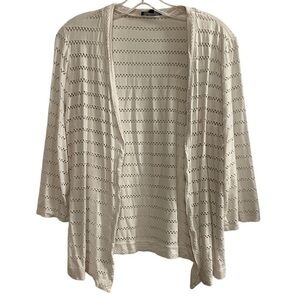 Premise Women's Ivory Open Knit‎ Cardigan Sweater Size M Lightweight